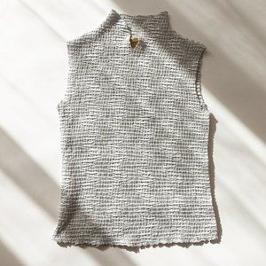 Vintage Y2K micro pleat mock neck tank top blouse